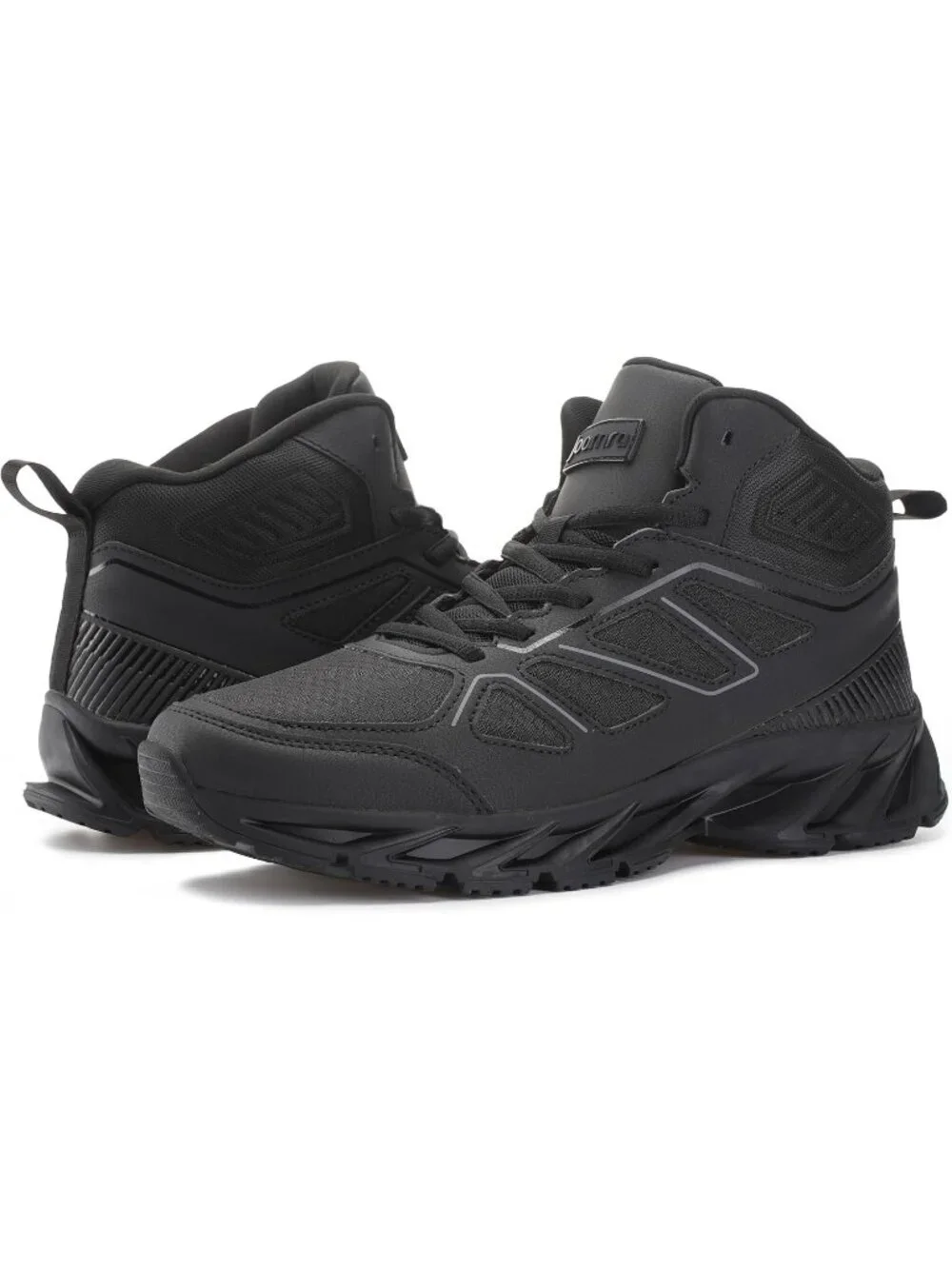 Joomra Men's Pure Black Rubber Leather High Top Athletic Inspire Lace Up Sneaker